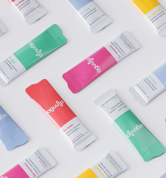 Aguulp range of liquid liposomal supplements in single sachets