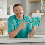 Stephen with aguulp for biome probiotic